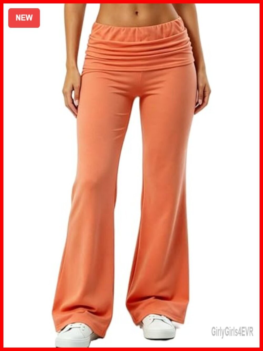 Fold Over Flare Leggings Low Rise Yoga Pants Wide Leg Sweatpants Lounge Pajama